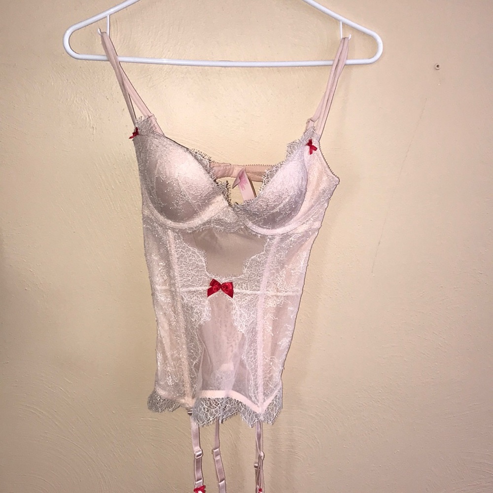 Pale Pink Corset Lingerie Top with Clips
